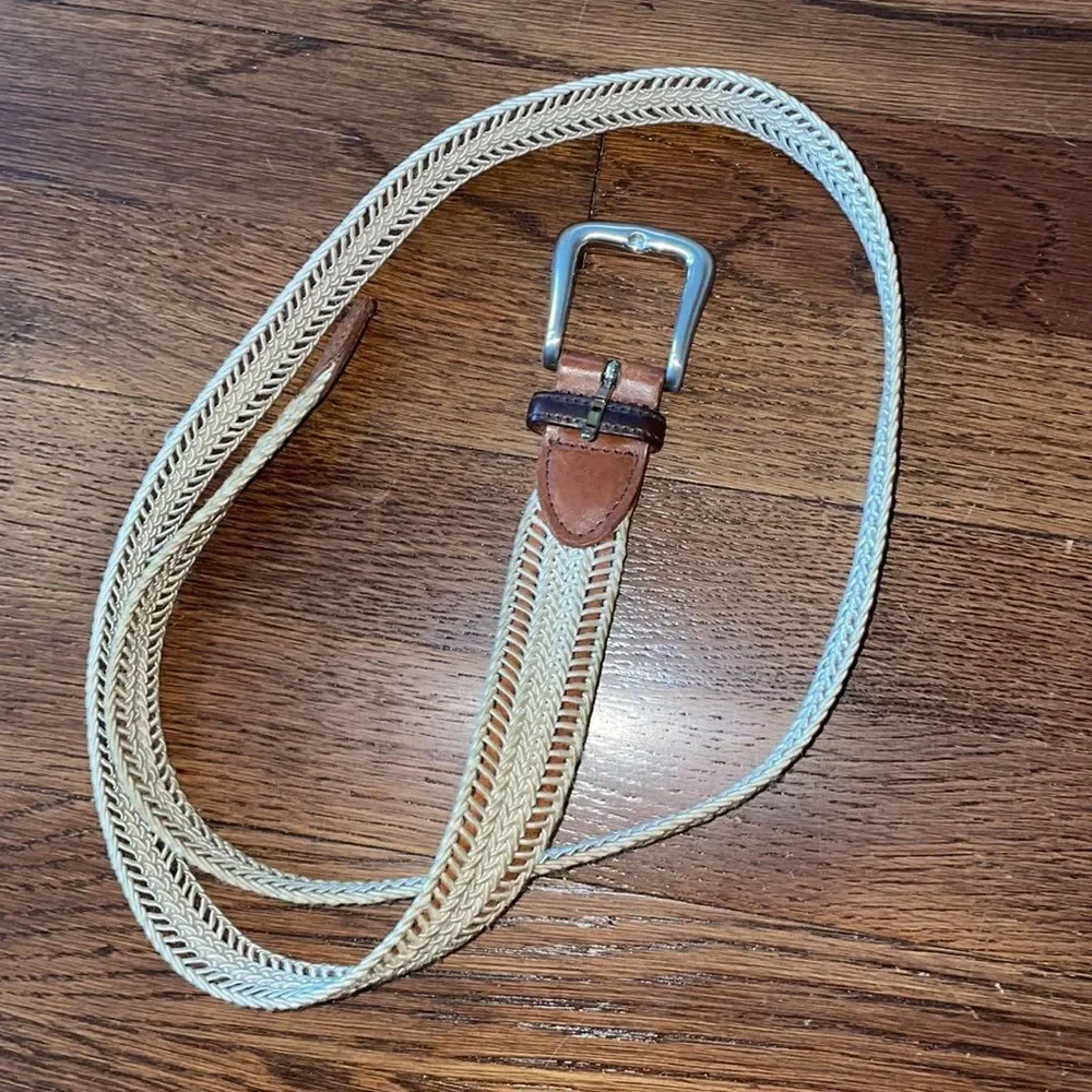 Torino cream‎ & brown woven cord belt
